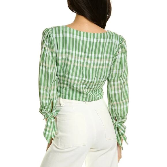 Cinq à Sept Flora crop Top green checkered size XS - Picture 2 of 9
